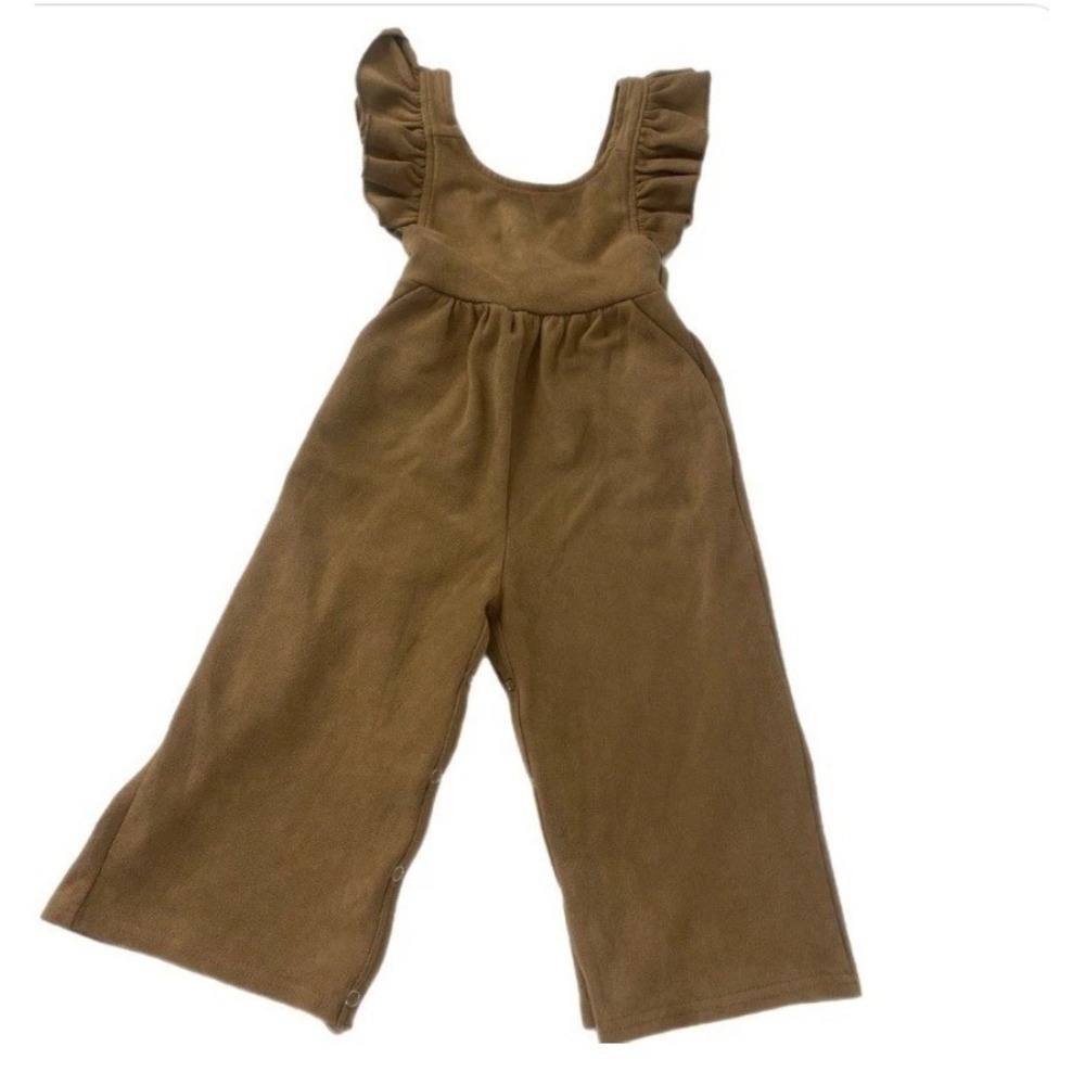 Marie Nicole Clothing Toddler‎ Kids Brown Ruffle Jumpsuit One Piece Snap Inseam